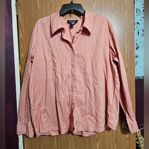 Denim&co. Mens Salmon Long Sleeve Button Down Roll Tab Sleeves!